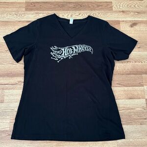 Hot Wheels Women’s V-Neck Short Sleeves T-Shirt Black Size L